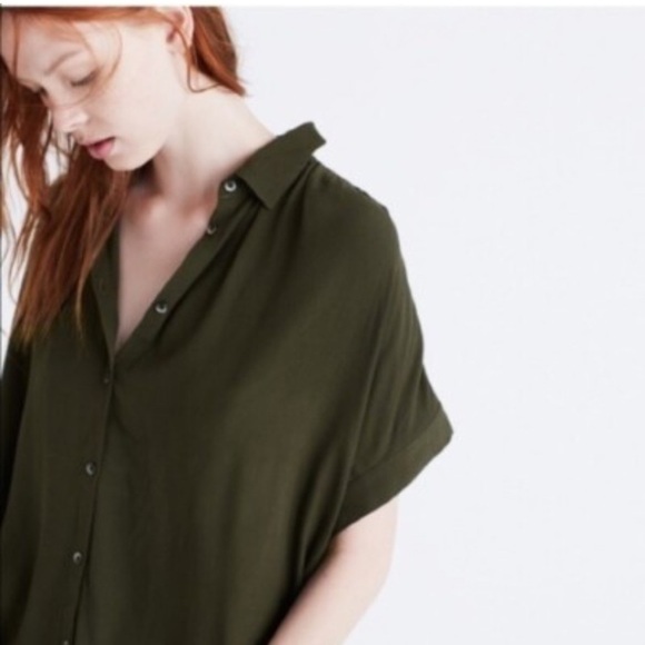 Madewell Central Drapey shirt in Olive - Picture 3 of 8
